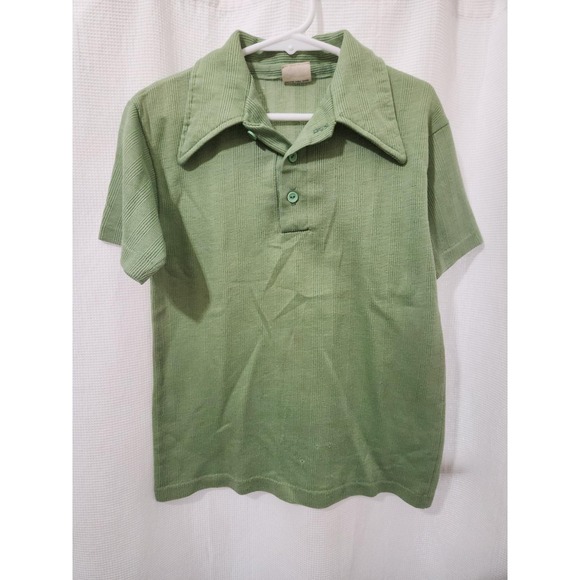Sears Other - Sears Boys Collared SS Shirt Green ‎ Vintage Ribbed Pointed Collar Size 12